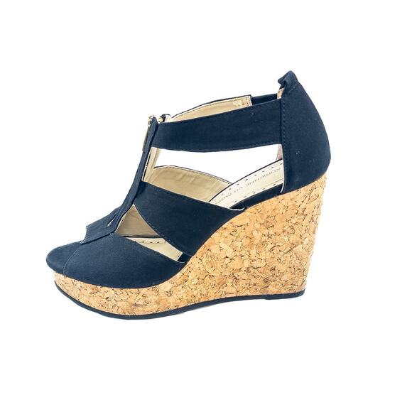 Adrian Bitadini Black Cork Wedges - Size 7.5 - Picture 7 of 8